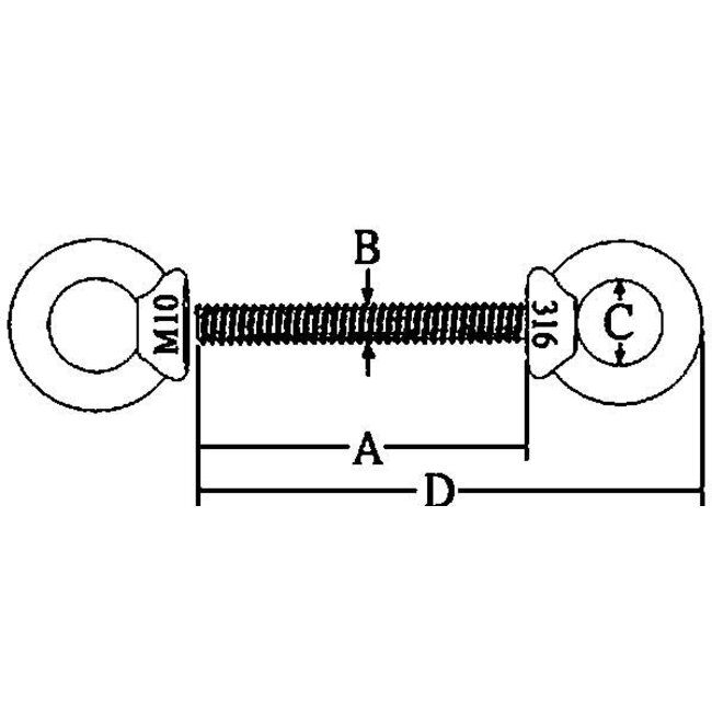 Allpa allpa RVS dubbele ringbout (schroefoog)