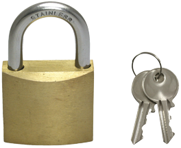 Allpa Messing hangslot met RVS beugel afmetingen