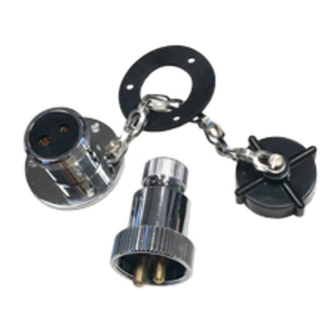 Allpa  Messing-verchroomde waterdichte connector  3A compleet met kunststof deksel