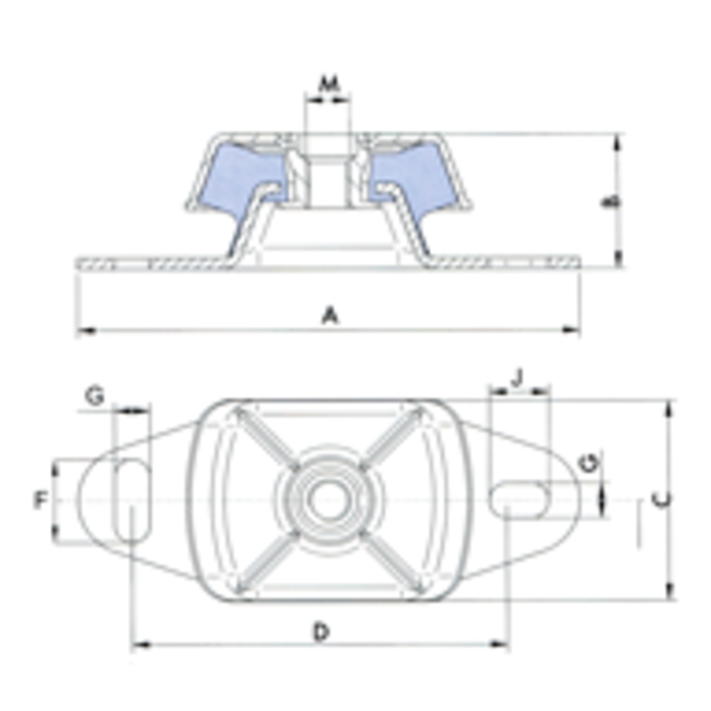 Allpa allpa Flexibele motorsteun 'Small'  40° shore  stift M12  afm. 120x60x40mm  max. 35kg