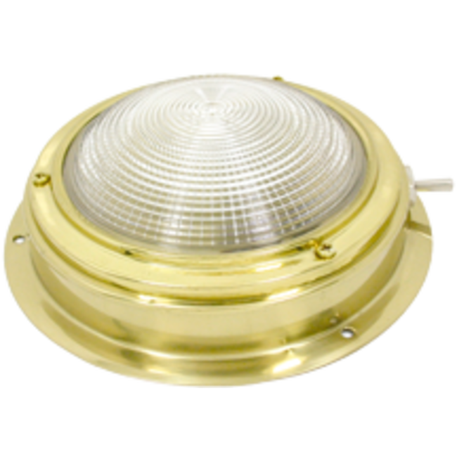 Allpa allpa Messing kajuitlamp met geribde lens  12V /15W  A=140mm  B=98mm  met ventilatie & schakelaar