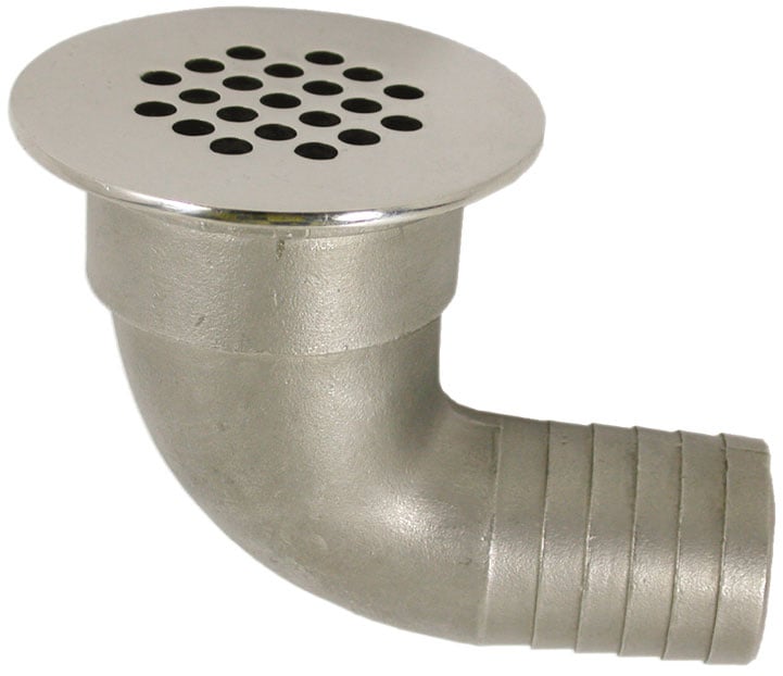 Allpa allpa RVS afvoer 90° met rooster afm. B=15mm C=36mm D=42mm