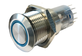 Allpa allpa RVS Ring LED drukschakelaar boorgat Ø16mm inbouwdiepte 36mm blauw LED