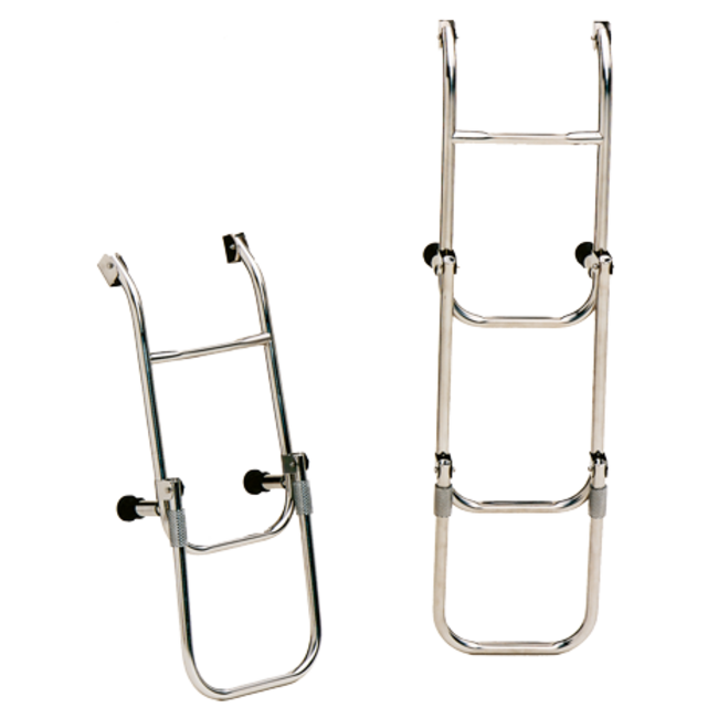 Allpa RVS Zwemtrap  3-treden  met verstelbare spiegelsteun  afm. uitgeklapt 260x700mm  buis Ø20mm