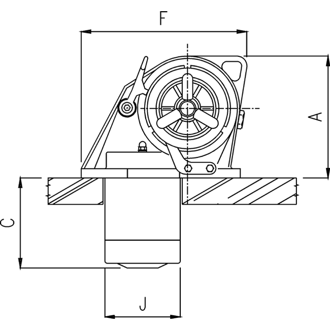 Lofrans Lofrans windlasses Ankerlier horizontaal  model 'Kobra'  8mm  12V  1000W  met verhaalkop