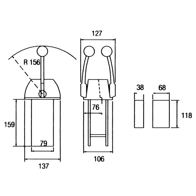 Allpa SeaStar MT3 Dual Action Top Mount Control  model MT3  Twin Lever