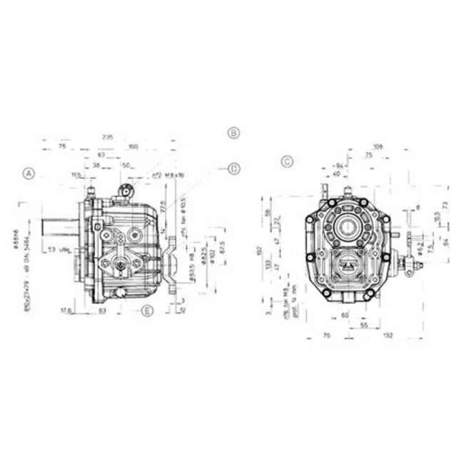 Technodrive Technodrive mechanische keerkoppeling AC TMC40P  R=1 45:1 (korte ingaande as L=45mm)