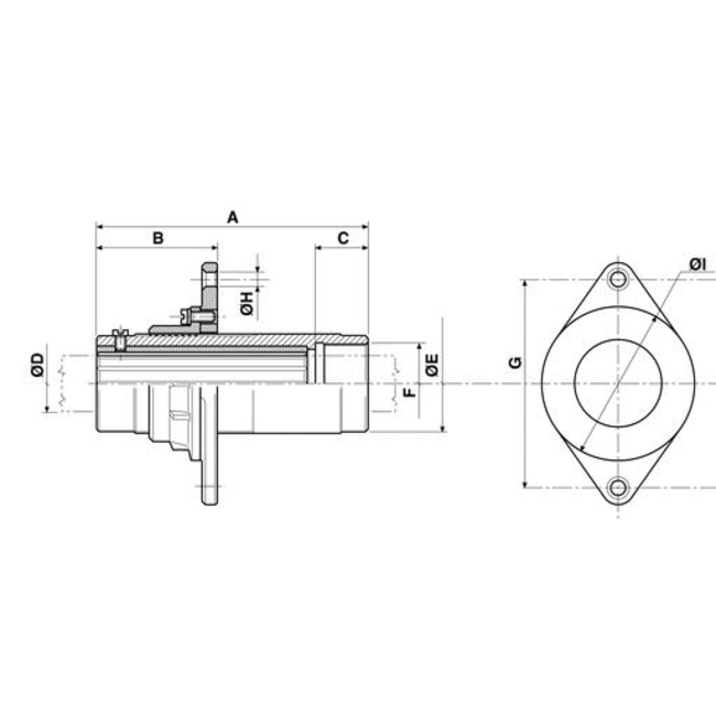 Allpa allpa Bronzen buitenlager met contraflens  voor schroefas Ø20mm & koker Ø35mm