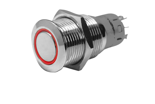 Allpa allpa RVS Ring LED drukschakelaar boorgat Ø16mm inbouwdiepte 36mm rood LED