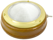 allpa allpa Messing kajuitlamp met geribde lens, teakhouten basis, 12V/15W, met schakelaar