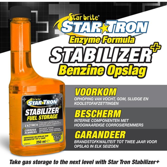 Starbrite Star Tron Stabilizer+ - Verhoogt de Opslag van alle Ethanol- en Niet-Ethanol Benzine tot 2 Jaar - 250 ml