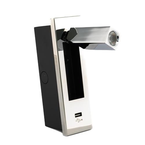 HOLLEX Hollex LED Leeslamp met USB Chroom 10-30V 3W ww