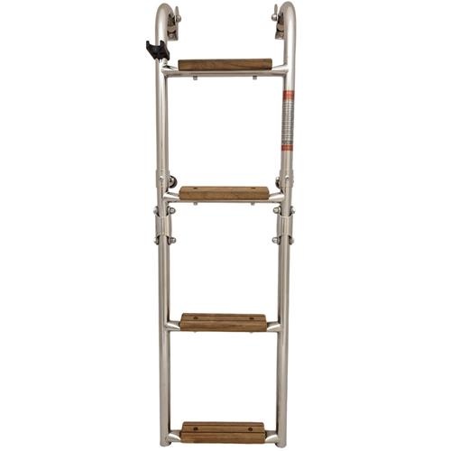 HOLLEX Hollex Zwemtrap uitklapbaar rvs316 2+2 treden teak