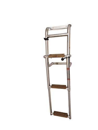 HOLLEX Hollex Zwemtrap opvouwbaar rvs316 3 treden Teak