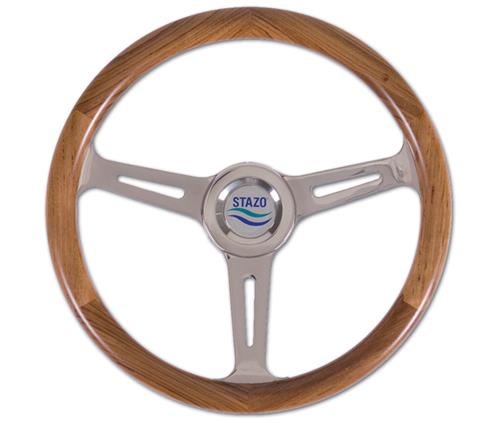 Stazo Stazo Stuurwiel 57 teak/rvs 35 cm vaste naaf