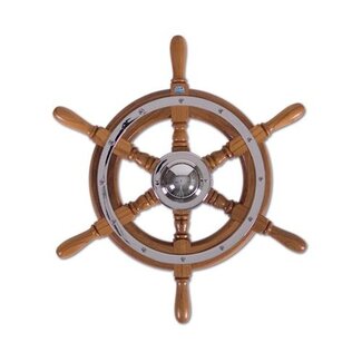 Stazo Stuurwiel 01 teak/chroom 35 cm