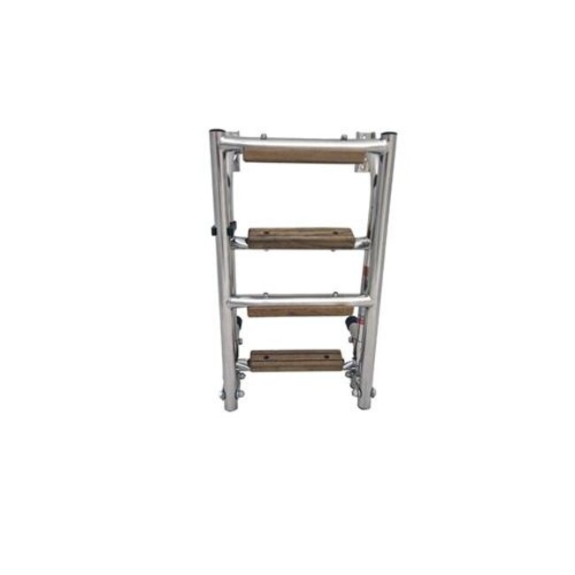 HOLLEX Hollex Zwemtrap uitklapbaar rvs316 2+2 treden teak