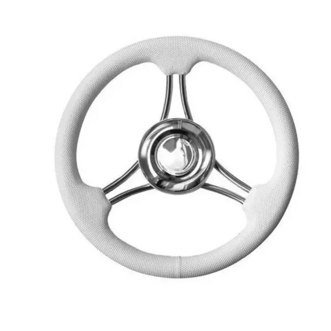 Titan Marine Stuurwiel T22RW/35 - Wit/RVS - PU-Schuimbekleding geribbeld