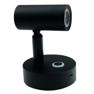 Talamex Led wandlamp Helios 10-30V zwart dimbaar met USB-C snellader