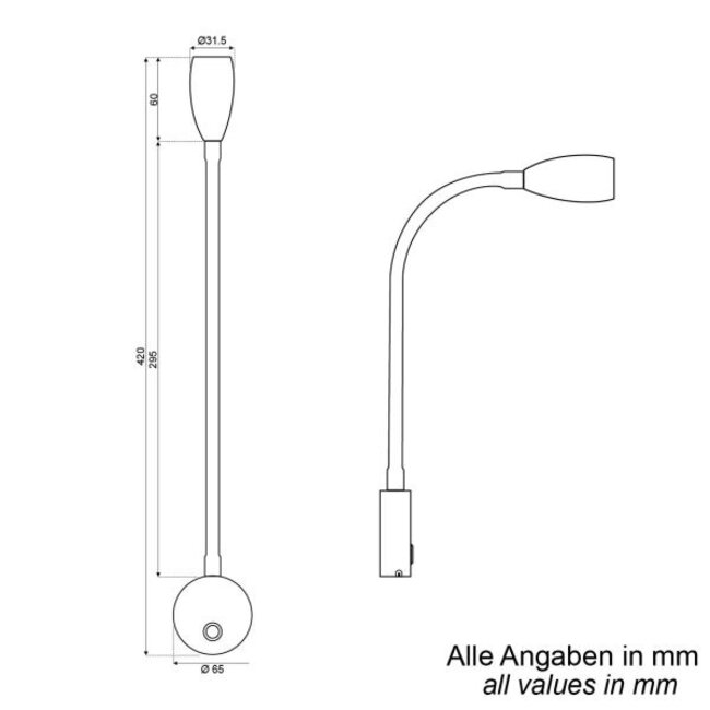 Talamex Led wandlamp Sol 10-30V zwart dimbaar met USB-C snellader