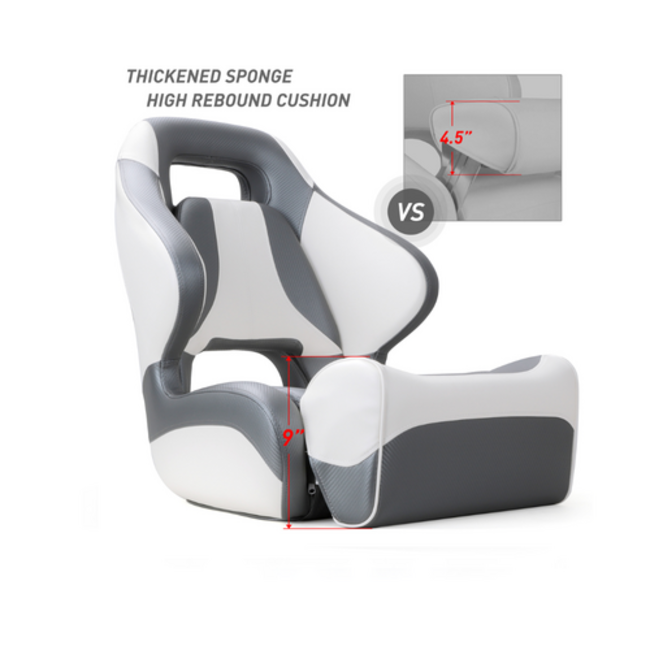 Titan Marine Sport Flip Up Captain Bucket Seat White/Charcoal