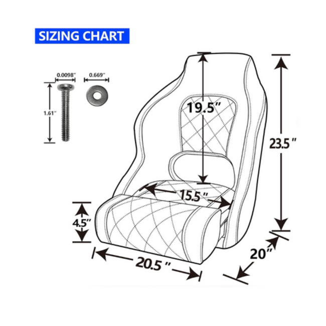 Titan Marine Sport flip up captain boat seat Ivory/beige