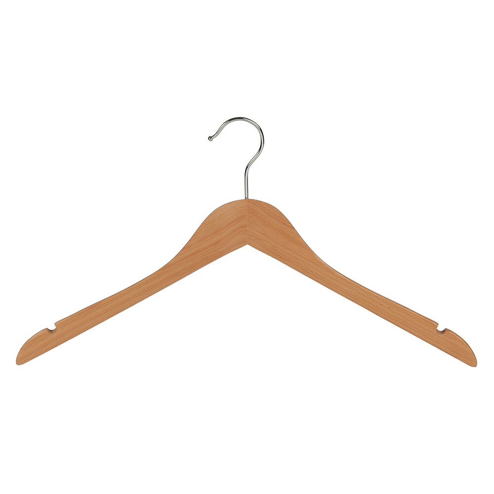 Blusen / Hemdenbügel Buchenholz natur lackiert mit Rockkerben, 44 cm Blusen / Hemdenbügel Buchenholz natur lackiert mit Rockkerben, 44 cm