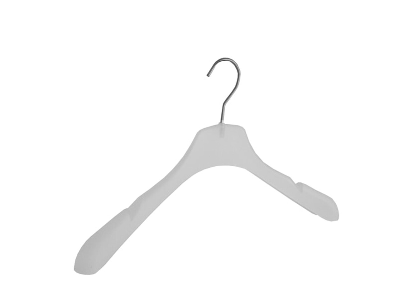 Jacken / Anzugbügel (gebogen) Kunststoff frosted mit Schulterverbreiterung und Rockkerben