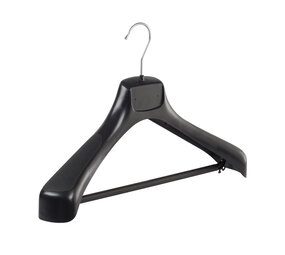 SER-VIZ Jacken / Anzugbügel (gebogen) Kunststoff schwarz mit Schulterverbreiterung und Hosensteg SER-VIZ Jacken / Anzugbügel (gebogen) Kunststoff schwarz mit Schulterverbreiterung und Hosensteg