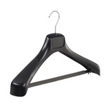 Jacken / Anzugbügel (gebogen) Kunststoff schwarz mit Schulterverbreiterung und anti-rutsch Hosensteg (2 mm Schaum) Jacken / Anzugbügel (gebogen) Kunststoff schwarz mit Schulterverbreiterung und anti-rutsch Hosensteg (2 mm Schaum)