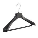 Jacken / Anzugbügel (gebogen) Kunststoff schwarz mit Schulterverbreiterung und Hosensteg Jacken / Anzugbügel (gebogen) Kunststoff schwarz mit Schulterverbreiterung und Hosensteg
