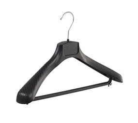 Jacken / Anzugbügel (gebogen) Kunststoff schwarz mit Schulterverbreiterung und Hosensteg