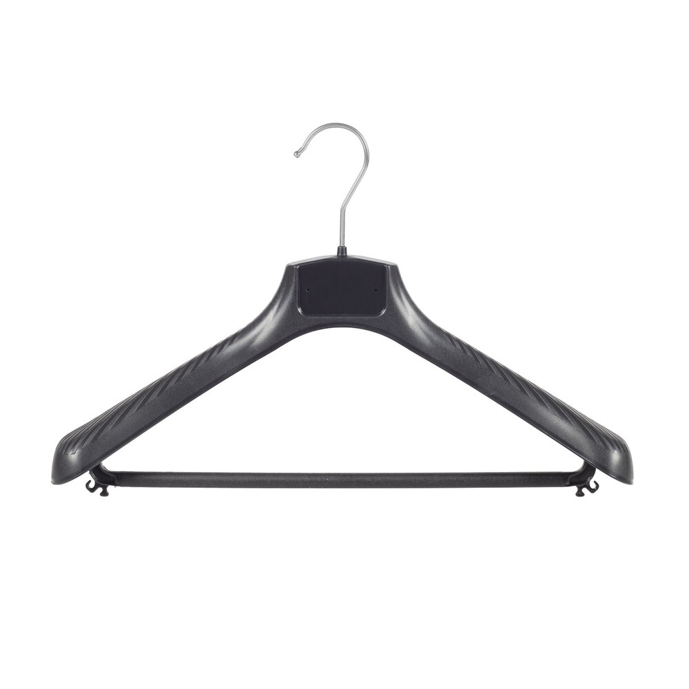 SER-VIZ Jacken / Anzugbügel (gebogen) Kunststoff schwarz mit Schulterverbreiterung und Hosensteg SER-VIZ Jacken / Anzugbügel (gebogen) Kunststoff schwarz mit Schulterverbreiterung und Hosensteg