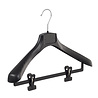 Jacken / Anzugbügel Kunststoff schwarz mit Schulterverbreiterung und anti-rutsch Klammern, 39 cm Jacken / Anzugbügel Kunststoff schwarz mit Schulterverbreiterung und anti-rutsch Klammern, 39 cm