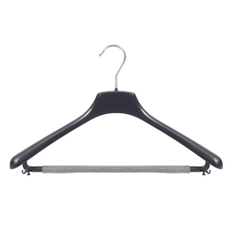 SER-VIZ Jacken / Anzugbügel (gebogen) Kunststoff schwarz mit Schulterverbreiterung und anti-rutsch Hosensteg (2 mm Schaum) SER-VIZ Jacken / Anzugbügel (gebogen) Kunststoff schwarz mit Schulterverbreiterung und anti-rutsch Hosensteg (2 mm Schaum)