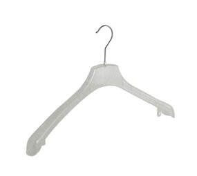 Jackenbügel Kunststoff transparent mit Schulterverbreiterung, 45 cm Jackenbügel Kunststoff transparent mit Schulterverbreiterung, 45 cm