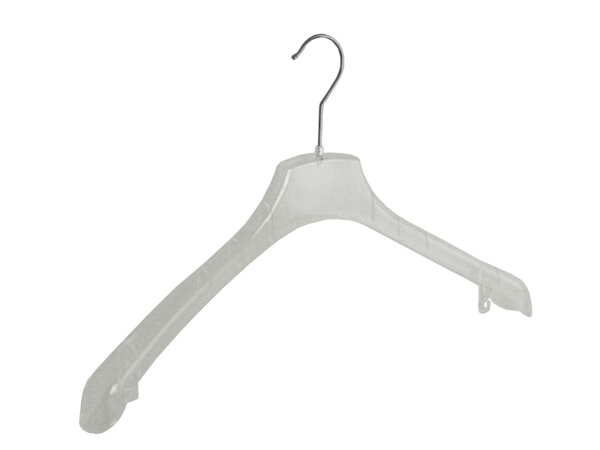 Jackenbügel Kunststoff transparent mit Schulterverbreiterung, 45 cm Jackenbügel Kunststoff transparent mit Schulterverbreiterung, 45 cm