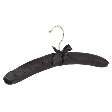 Blusen / Hemdenbügel Satin schwarz mit Messighaken Blusen / Hemdenbügel Satin schwarz mit Messighaken