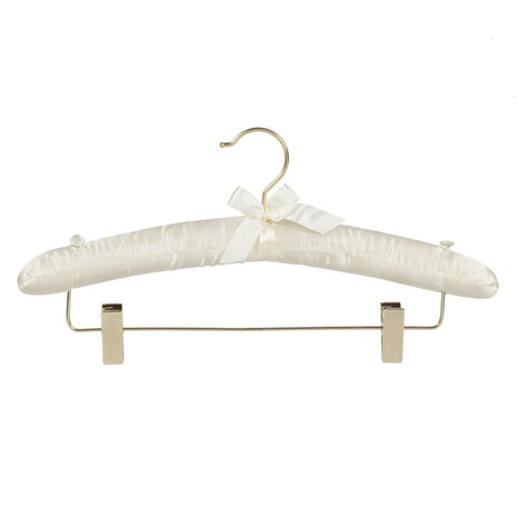 Blusen / Hemdenbügel Satin elfenbein mit anti-rutsch Klammern und Messinghaken