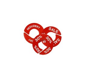 Größenscheibe rot mit weißem Aufdruck