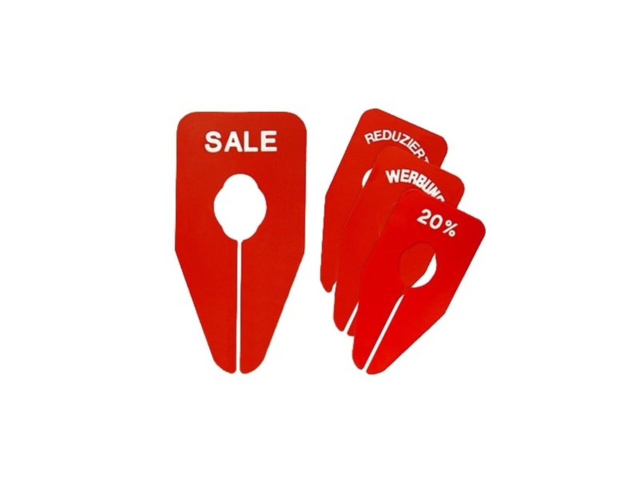 DER KLEIDERBÜGELRIESE Größentrenner rot mit weißem Aufdruck DER KLEIDERBÜGELRIESE Größentrenner rot mit weißem Aufdruck