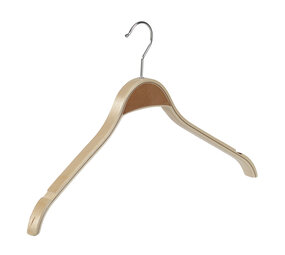 Jacken / Anzugbügel Birkenholz natur lackiert mit Schulterverbreiterung und Rockkerben, 42 cm Jacken / Anzugbügel Birkenholz natur lackiert mit Schulterverbreiterung und Rockkerben, 42 cm