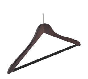 Hotelbügel Anti-Diebstahl Buchenholz wenge gebeizt mit Rockkerben und anti-rutsch Hosensteg, 44 cm