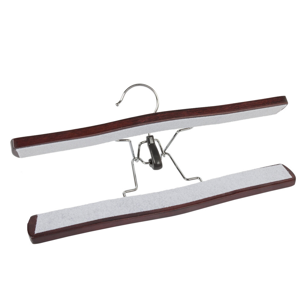 Hosenklemme Buchenholz mahagoni gebeizt mit Filz Einlage Hosenklemme Buchenholz mahagoni gebeizt mit Filz Einlage