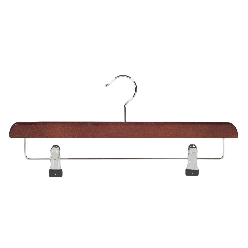 Rock / Hosenbügel Buchenholz mahagoni gebeizt mit anti-rutsch Klammern Rock / Hosenbügel Buchenholz mahagoni gebeizt mit anti-rutsch Klammern