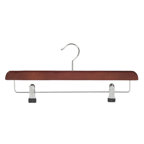 Rock / Hosenbügel Buchenholz mahagoni gebeizt mit anti-rutsch Klammern Rock / Hosenbügel Buchenholz mahagoni gebeizt mit anti-rutsch Klammern