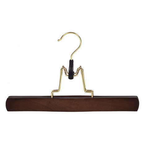 DER KLEIDERBÜGELRIESE Hosenklemme Buchenholz nussbaum gebeizt mit Messinghaken und Filz Einlage