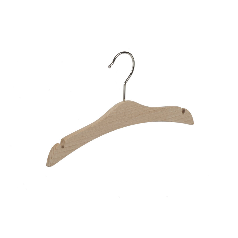 Blusen / Hemdenbügel (flach) Buchenholz natur lackiert mit Rockkerben