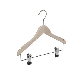 Blusen / Hemdenbügel (flach) Buchenholz unlackiert mit Rockkerben und anti-rutsch Klammern Blusen / Hemdenbügel (flach) Buchenholz unlackiert mit Rockkerben und anti-rutsch Klammern