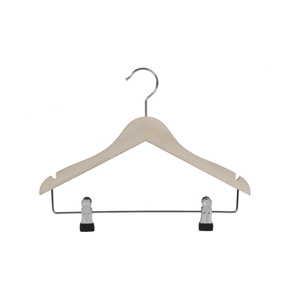 Blusen / Hemdenbügel (flach) Buchenholz unlackiert mit Rockkerben und anti-rutsch Klammern Blusen / Hemdenbügel (flach) Buchenholz unlackiert mit Rockkerben und anti-rutsch Klammern